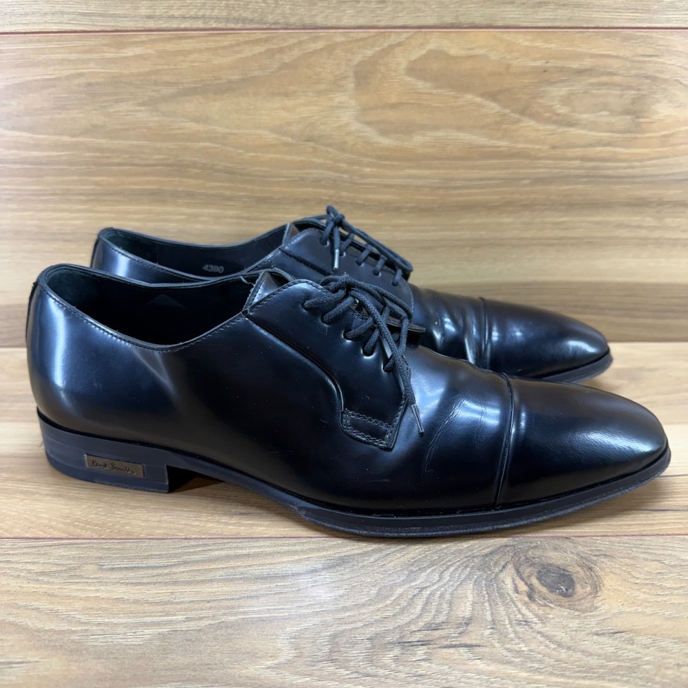 Paul Smith Cap Toe Oxfords Mens 10 EU 43 Black Leather Dress Shoes Italy